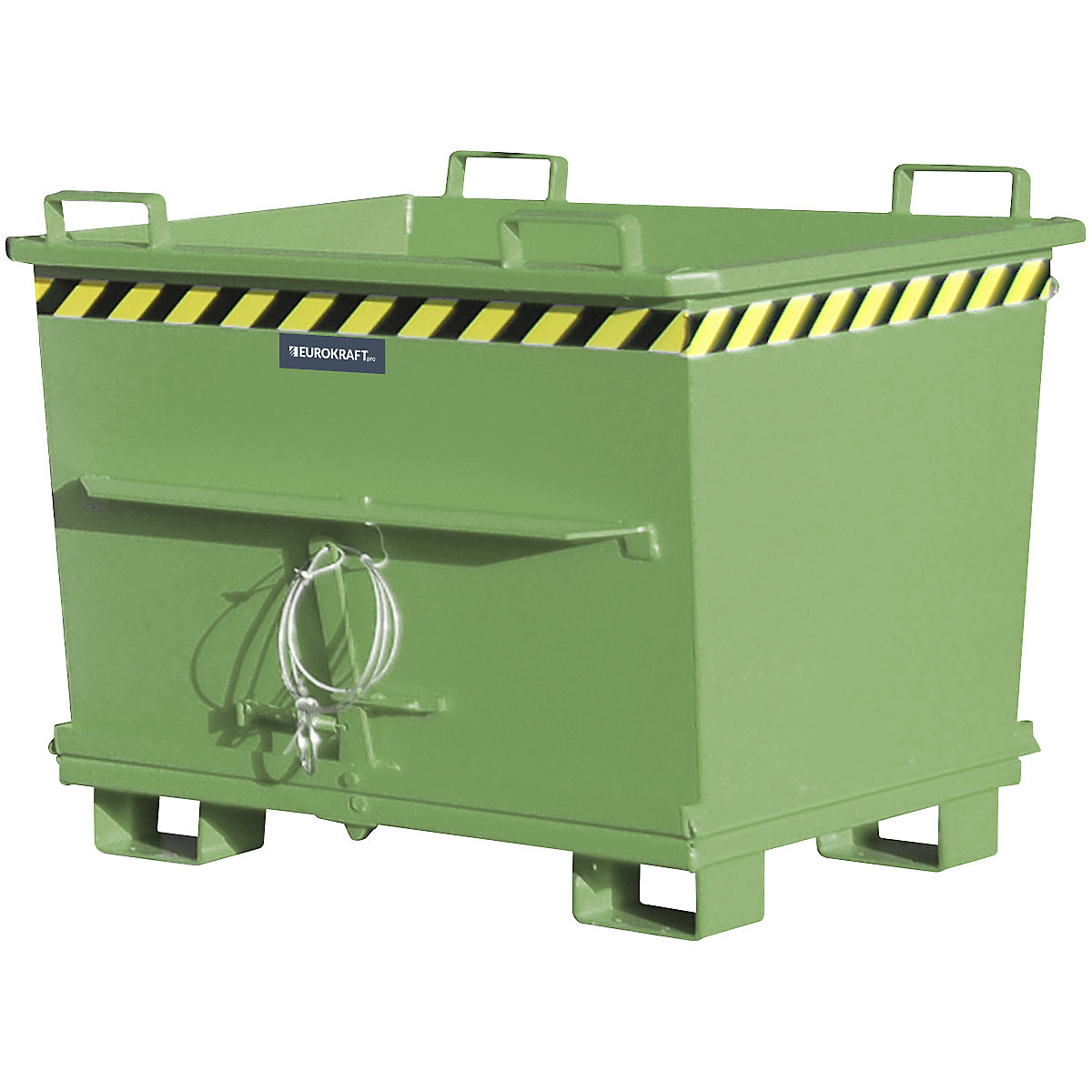 Conteneur conique à fond ouvrant – eurokraft pro, capacité 0,7 m³, force 1500 kg, coloris vert RAL 6011-14