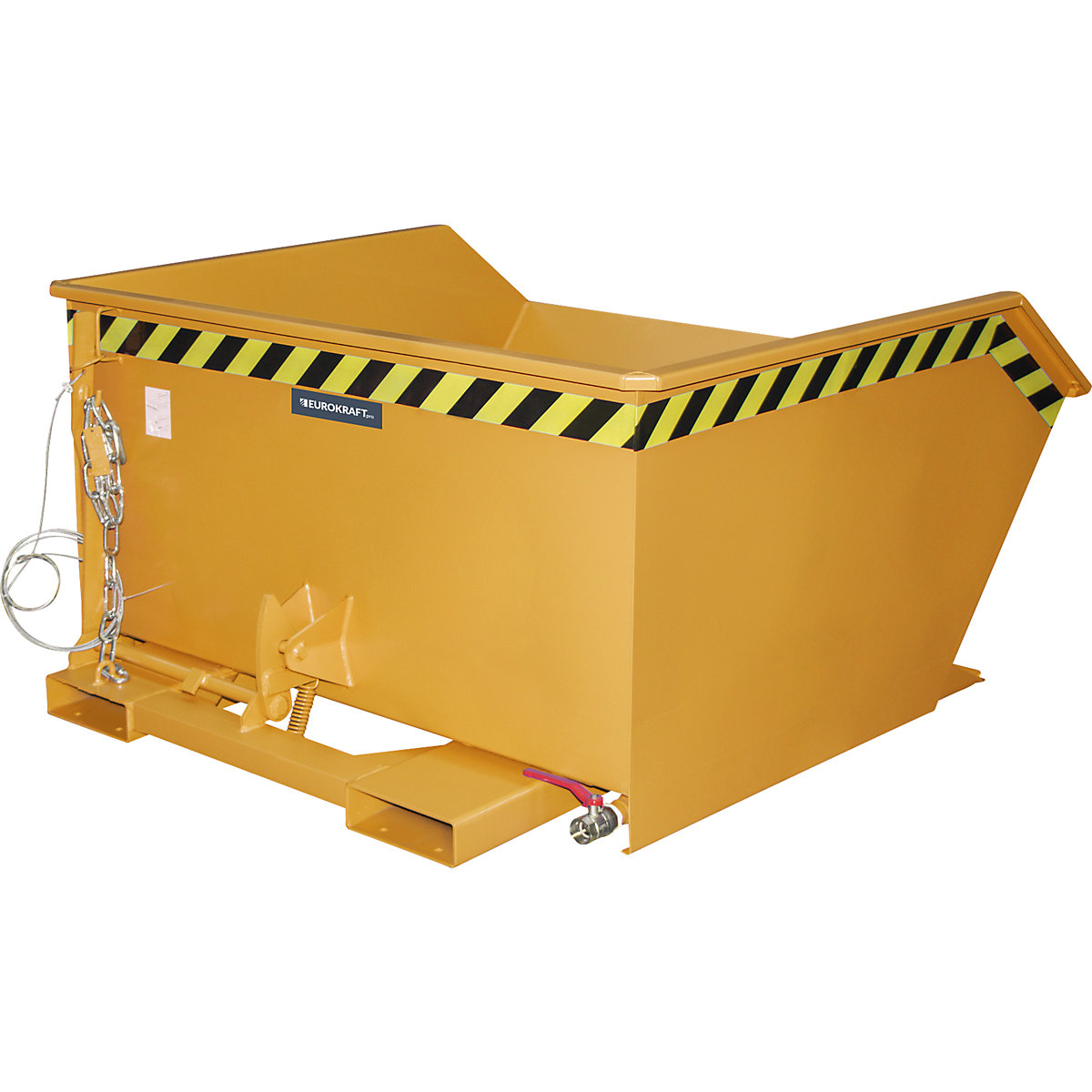 Benne basculante basse pour copeaux (E) – eurokraft pro, capacité 0,75 m³, orange jaune-9