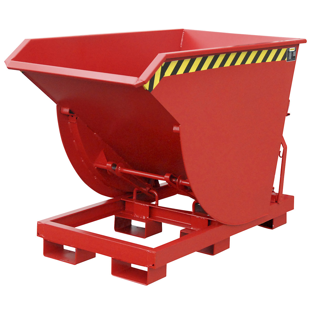 Benne basculante, modèle étroit – eurokraft pro, capacité 0,75 m³, charge max. 3000 kg, coloris rouge RAL 3000-10