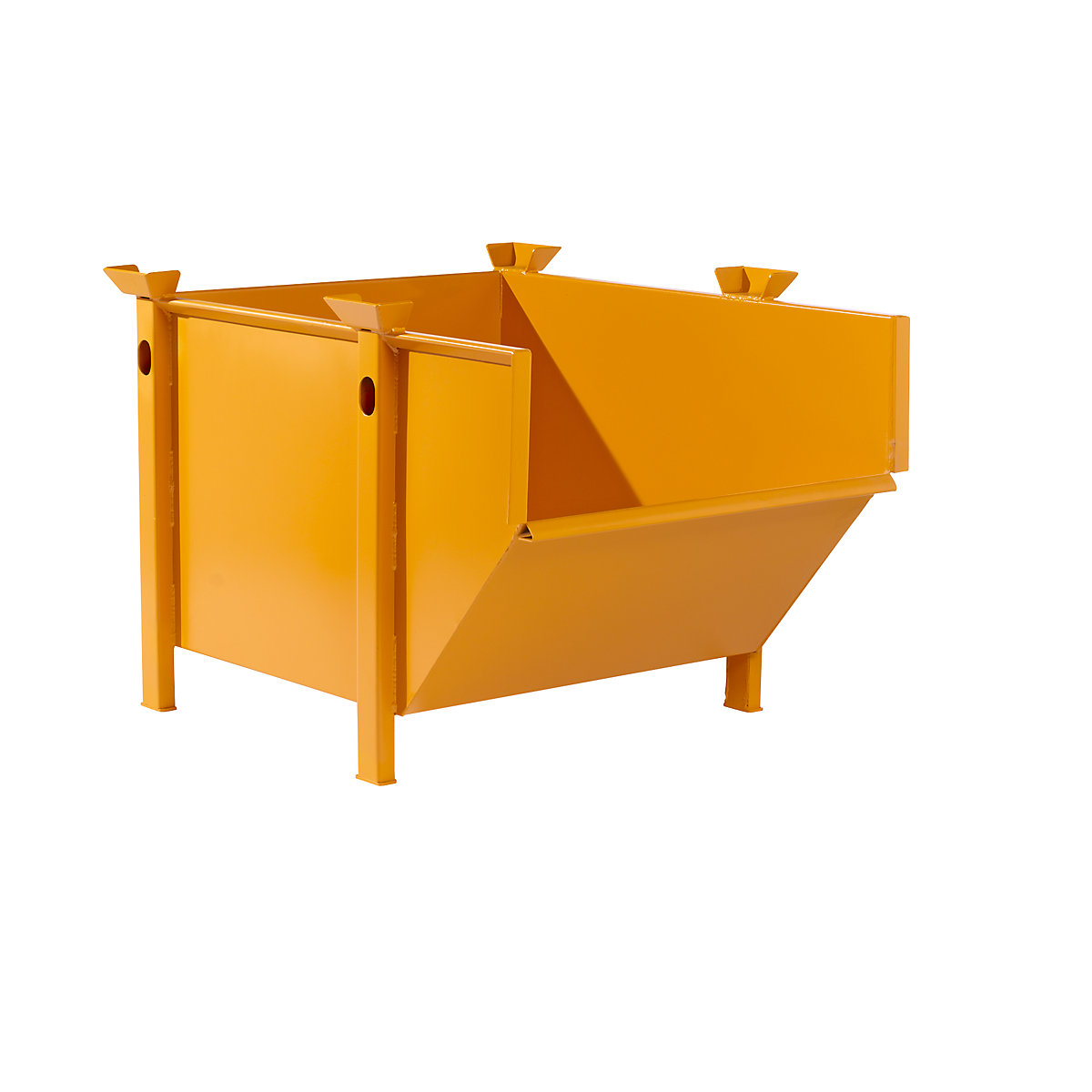 Conteneur en tôle d'acier – eurokraft pro, capacité 0,5 m³, sans trappe rabattable, orange jaune-7