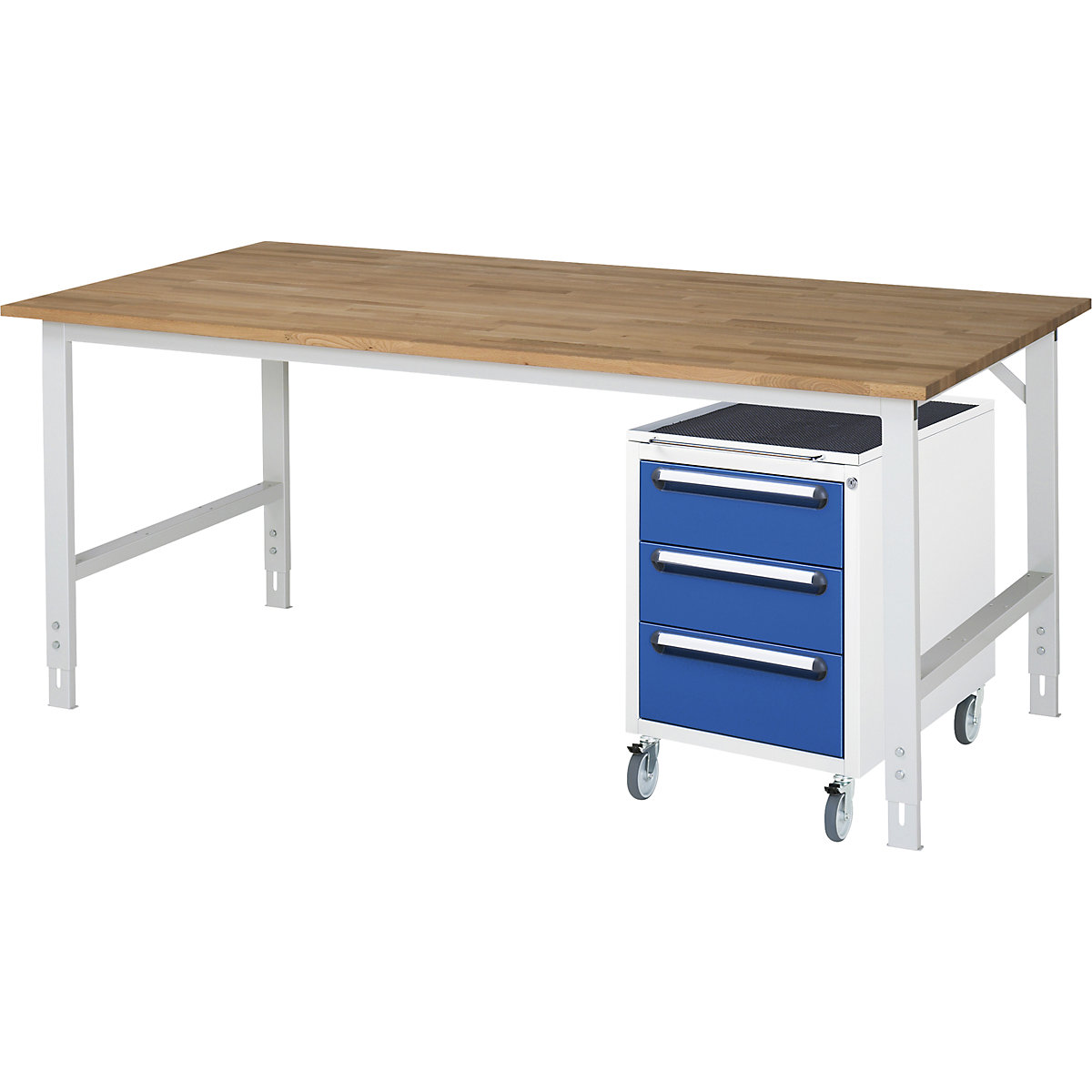 Mesa de trabalho com armário de gavetas