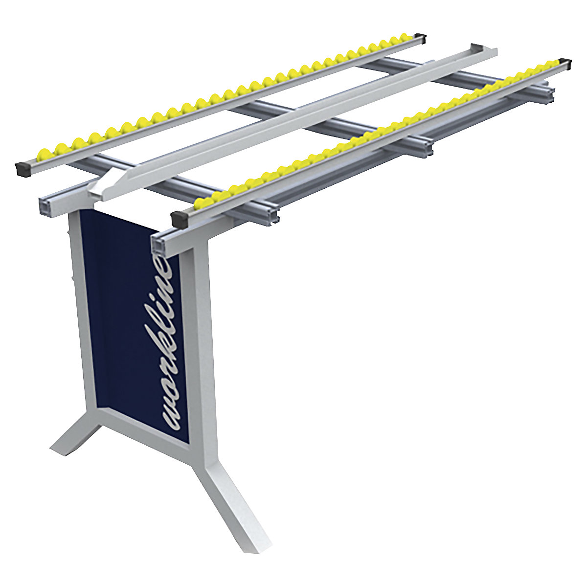 Mesa de trabalho de ampliação com esteira de rodízios workline - bedrunka hirth