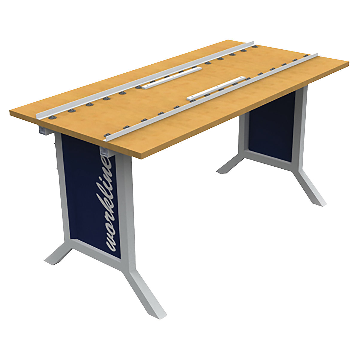 Mesa de trabalho com calhas de rolamento esféricas workline - bedrunka hirth