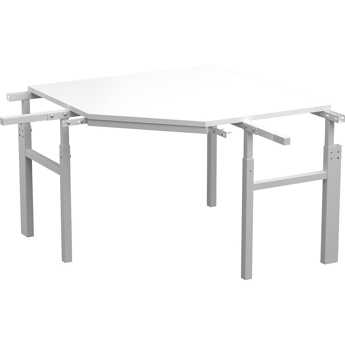 Tavolo angolare serie TP – Treston, con altezza regolabile manualmente, per 2 tavoli di base con mensolina, profondità 700 mm-3