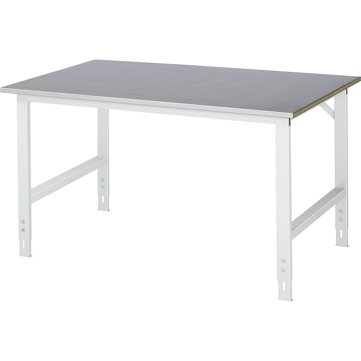 Tavolo da lavoro, regolabile in altezza – RAU, 760 – 1080 mm, piano con rivestimento in lamiera d'acciaio, largh. x prof. 1500 x 1000 mm, grigio chiaro-7