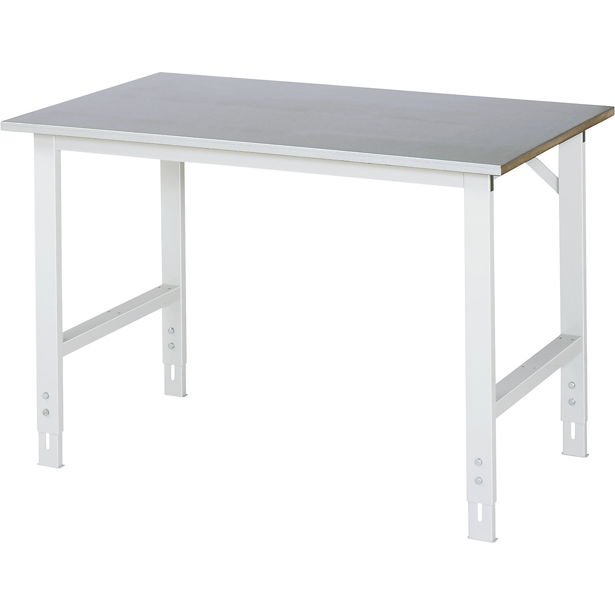 Tavolo da lavoro, regolabile in altezza – RAU, 760 – 1080 mm, piano con rivestimento in lamiera d'acciaio, largh. x prof. 1250 x 800 mm, grigio chiaro-14