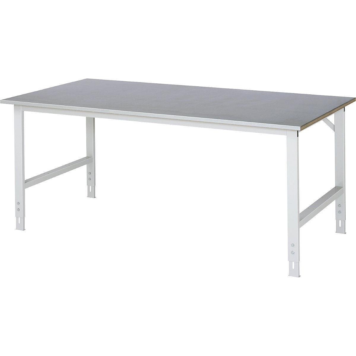 Tavolo da lavoro, regolabile in altezza – RAU, 760 – 1080 mm, piano con rivestimento in lamiera d'acciaio, largh. x prof. 2000 x 1000 mm, grigio chiaro-10