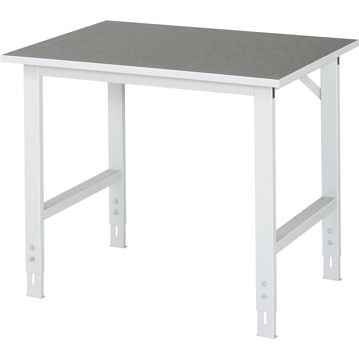 Mesa de trabajo, de altura regulable – RAU, 760 – 1080 mm, tablero de linóleo, A x P 1000 x 800 mm, gris luminoso-10