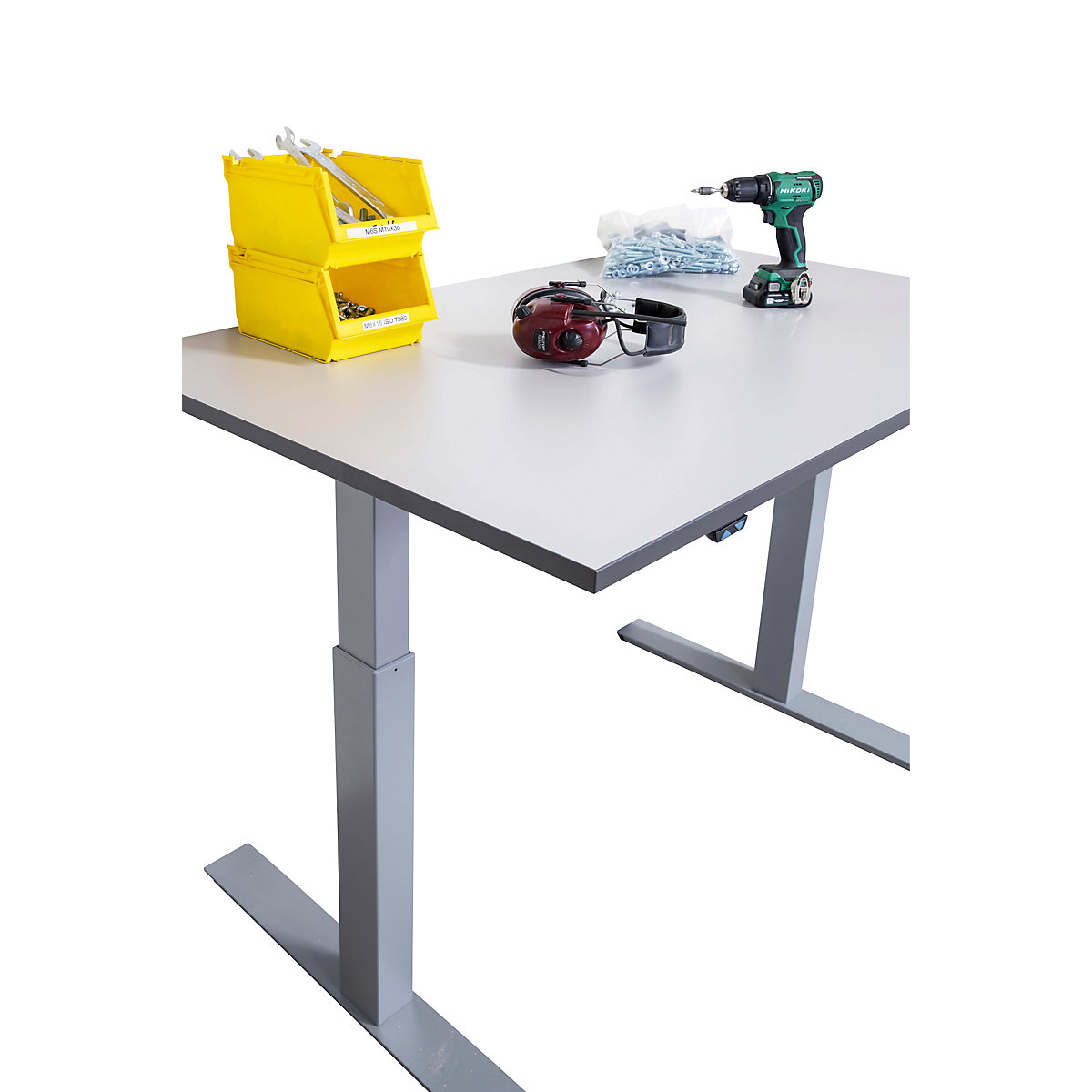 Mesa de trabajo, altura regulable eléctricamente – eurokraft basic (Imagen del producto 7)-6