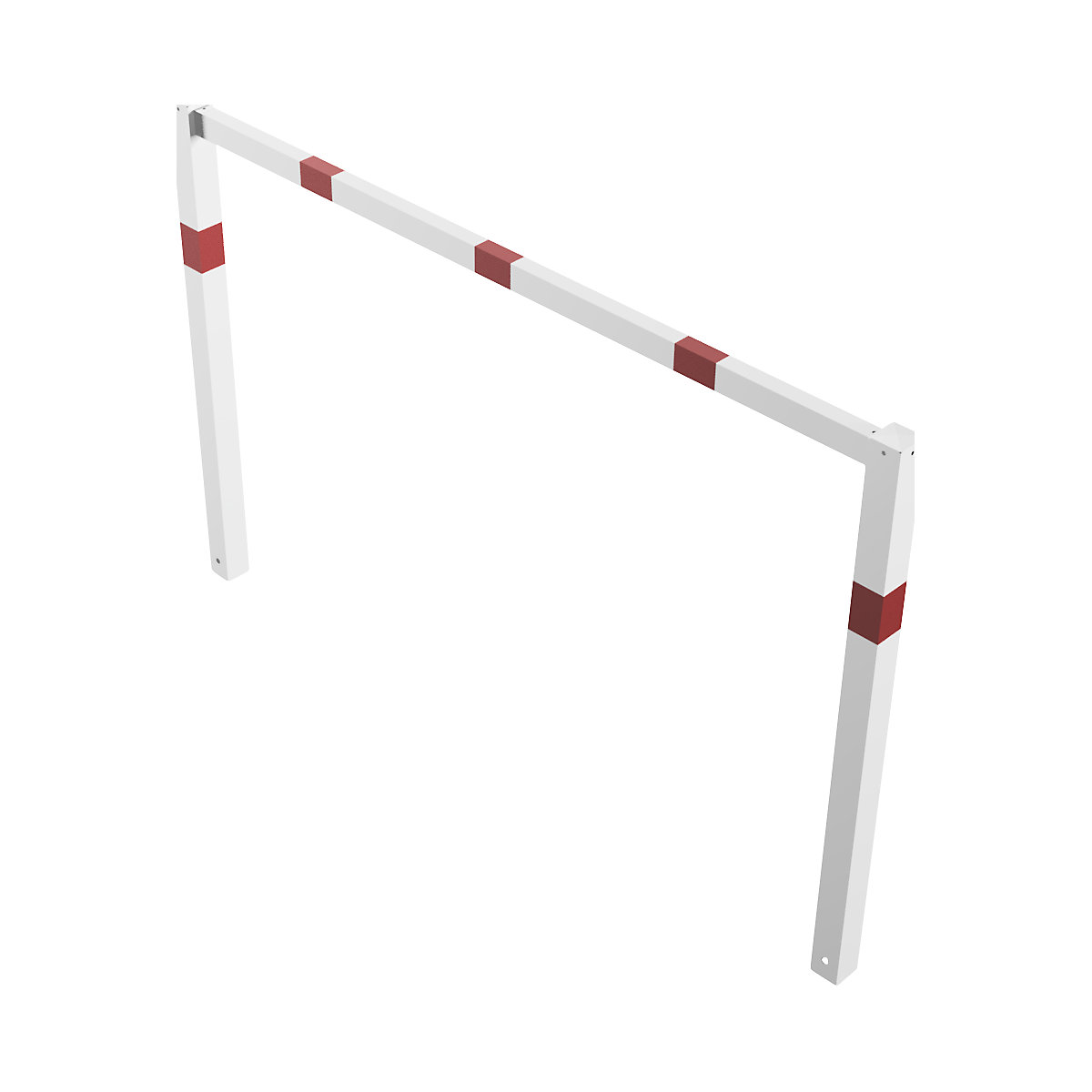 Access barrier, welded, with top rail, white with red reflective stripes, width 2000 mm-2