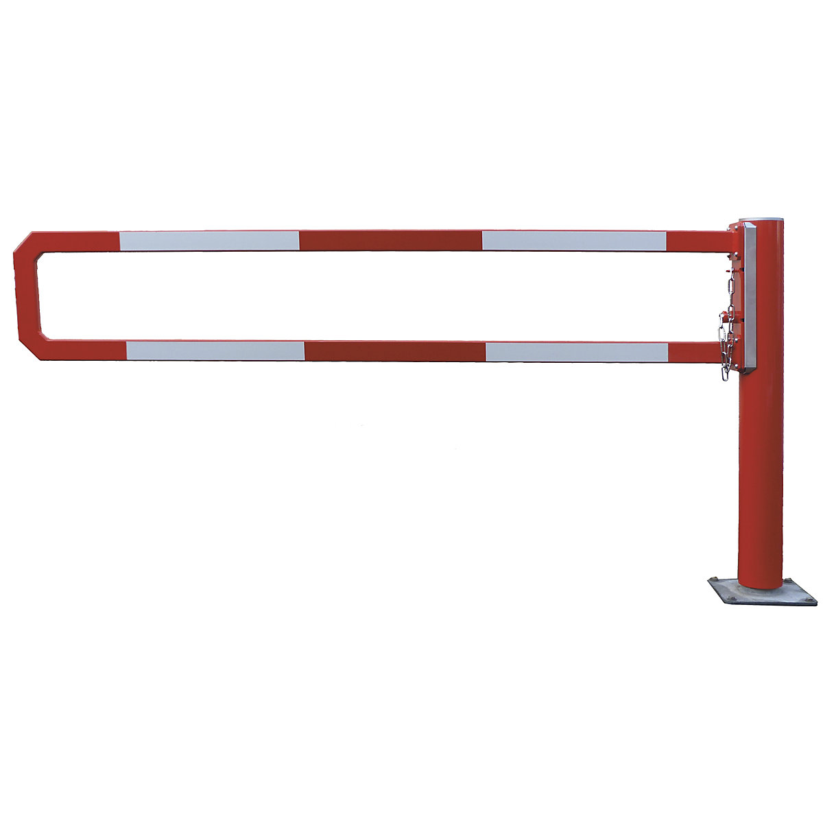 Revolving access barrier – Mannus, clearance width 1.5 m, hot dip galvanised and powder coated red