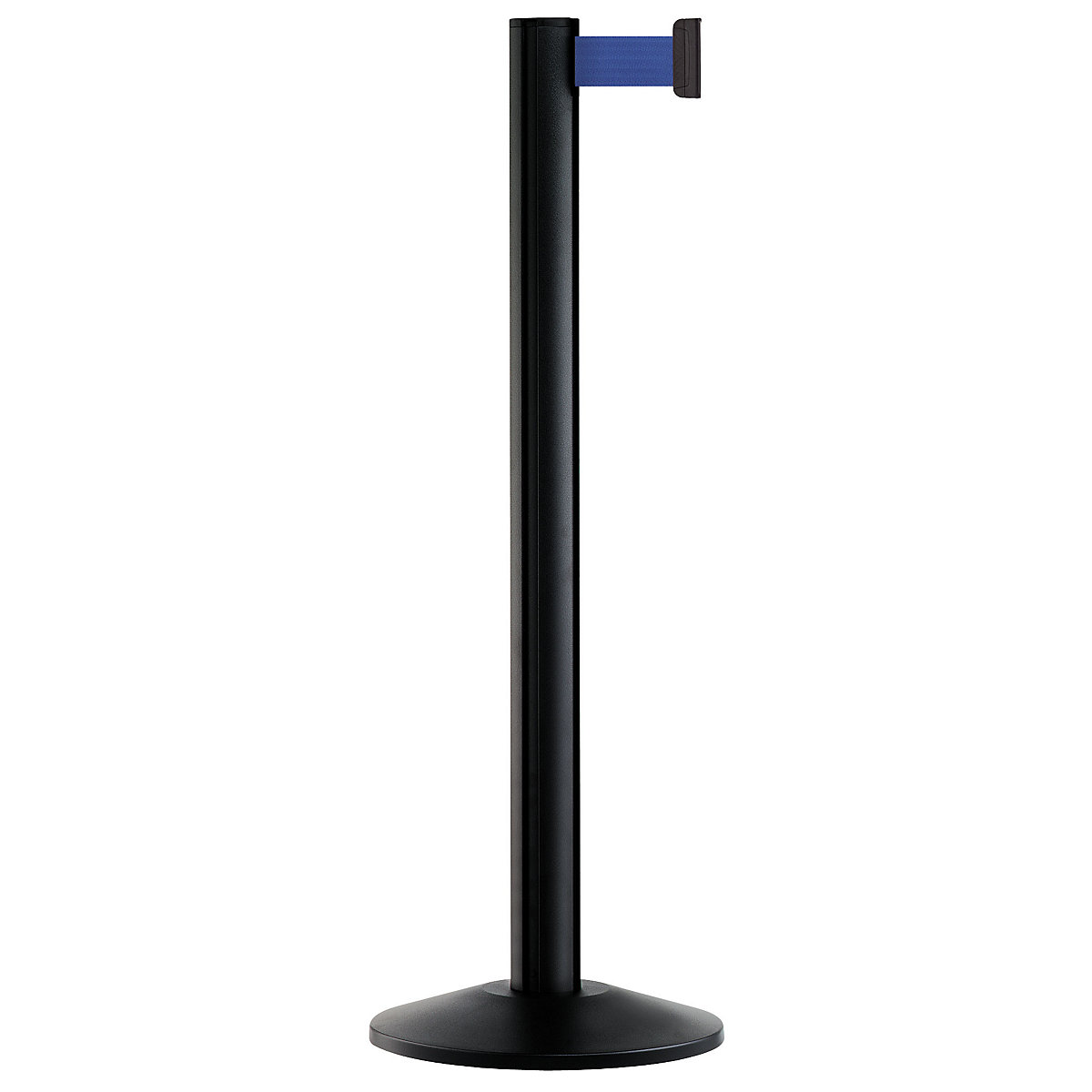 Belt post made of aluminium, post black, extends 2300 mm, belt colour blue-9