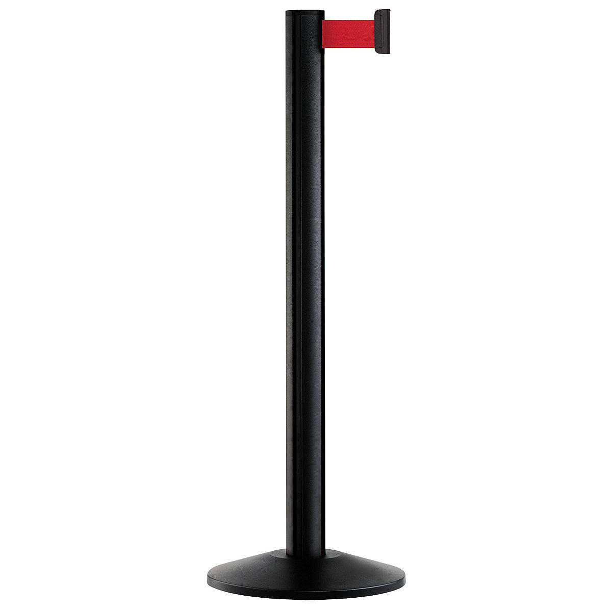 Belt post made of aluminium, post black, extends 2300 mm, belt colour red-6