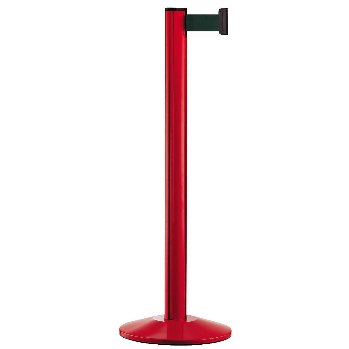 Belt post made of aluminium, post red, extends 2300 mm, belt colour green-5