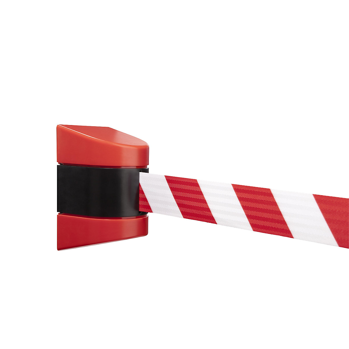 Tape barrier in a plastic housing, magnet mounted, red / white, belt length 3500 mm-7