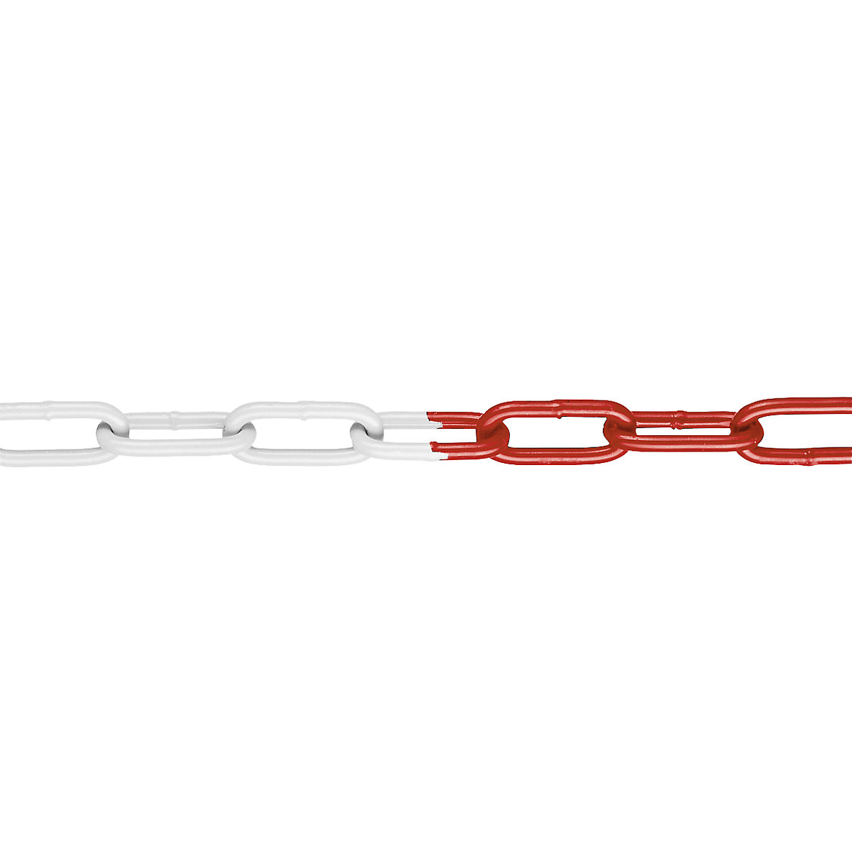 Barrier chain, made of plastic coated steel, heavy duty version, 15 m, red/white