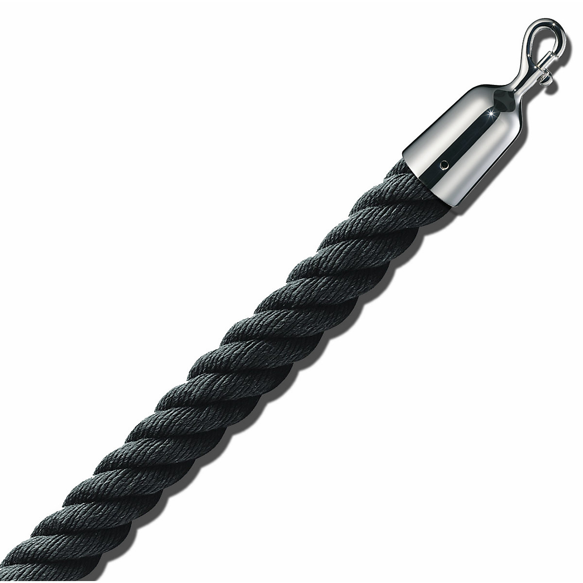 Barrier cord 1.5 m, chrome end caps, black cord-4