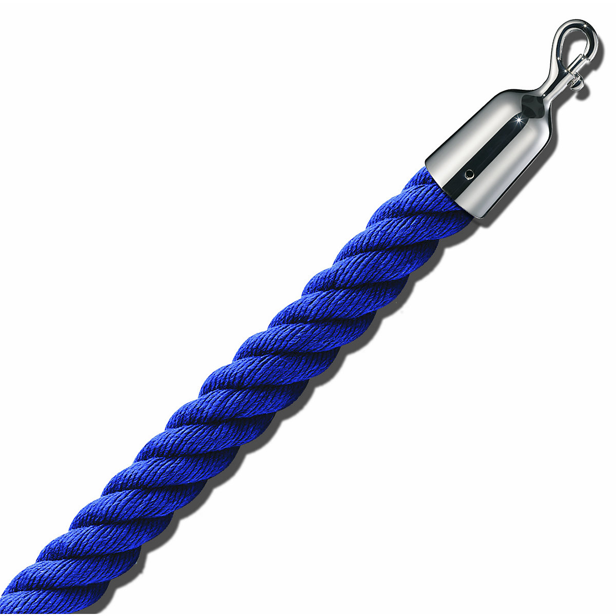 Barrier cord 1.5 m, chrome end caps, blue cord-5