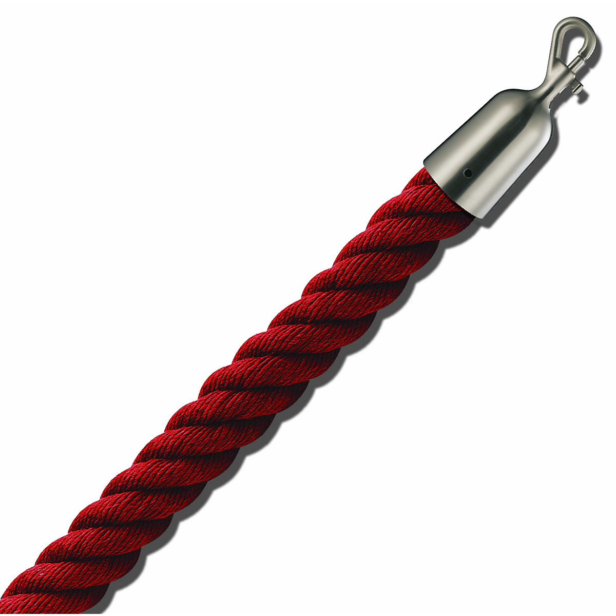Barrier cord 1.5 m, matt nickel end caps, red cord-6