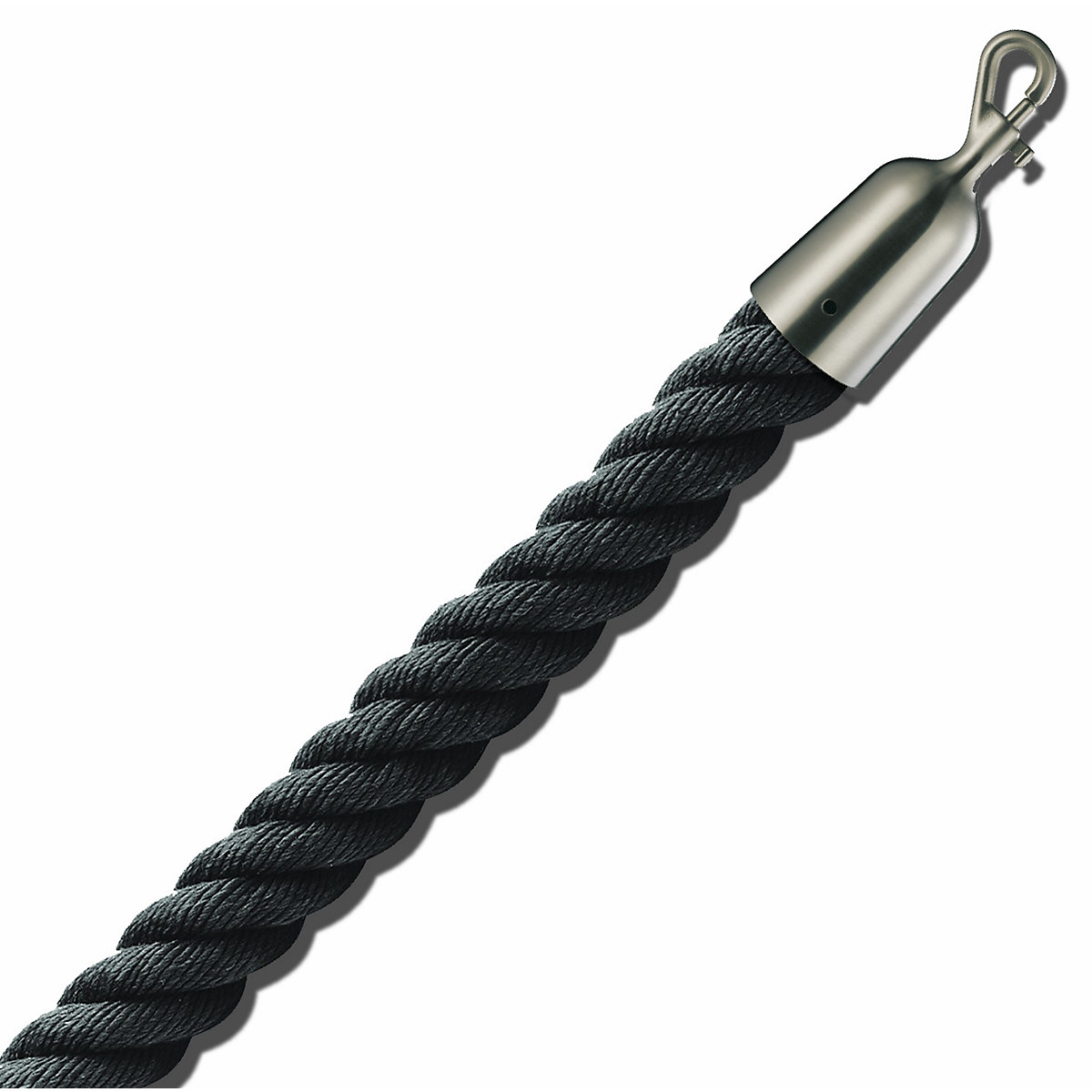 Barrier cord 1.5 m, matt nickel end caps, black cord-4