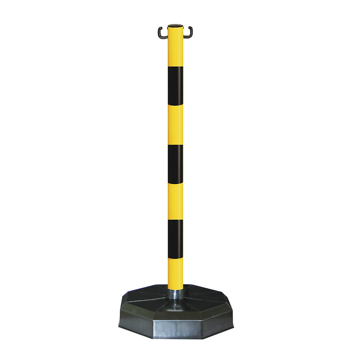 Chain stand, post made of tubular plastic, without concrete filling, yellow / black