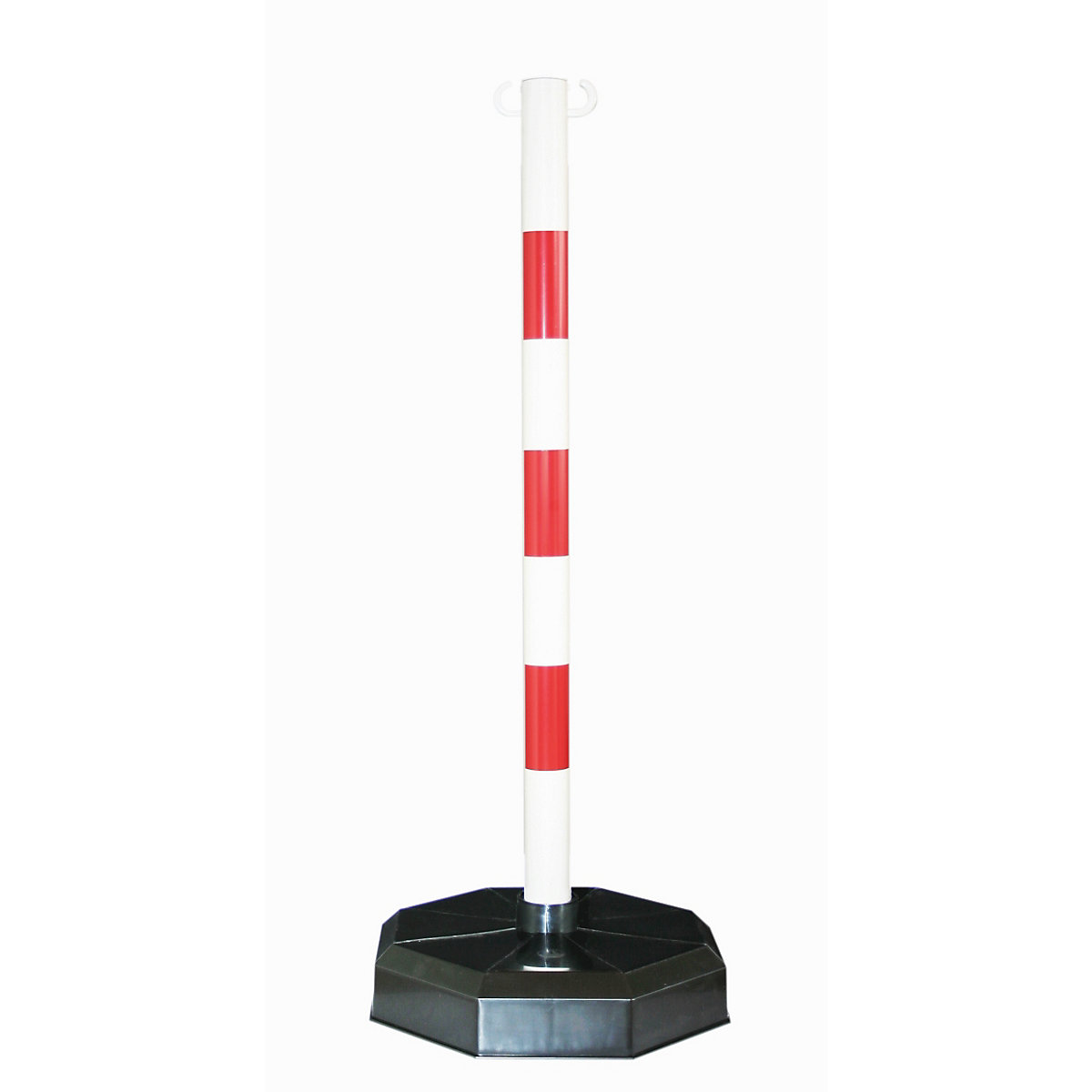 Chain stand, post made of tubular plastic, without concrete filling, red / white