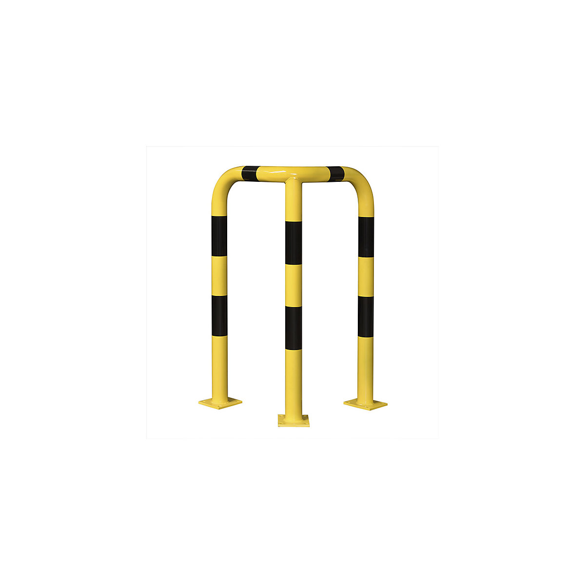 Crash protection corner, Ø 76 mm, for outdoor use, height 1200 mm, yellow/black