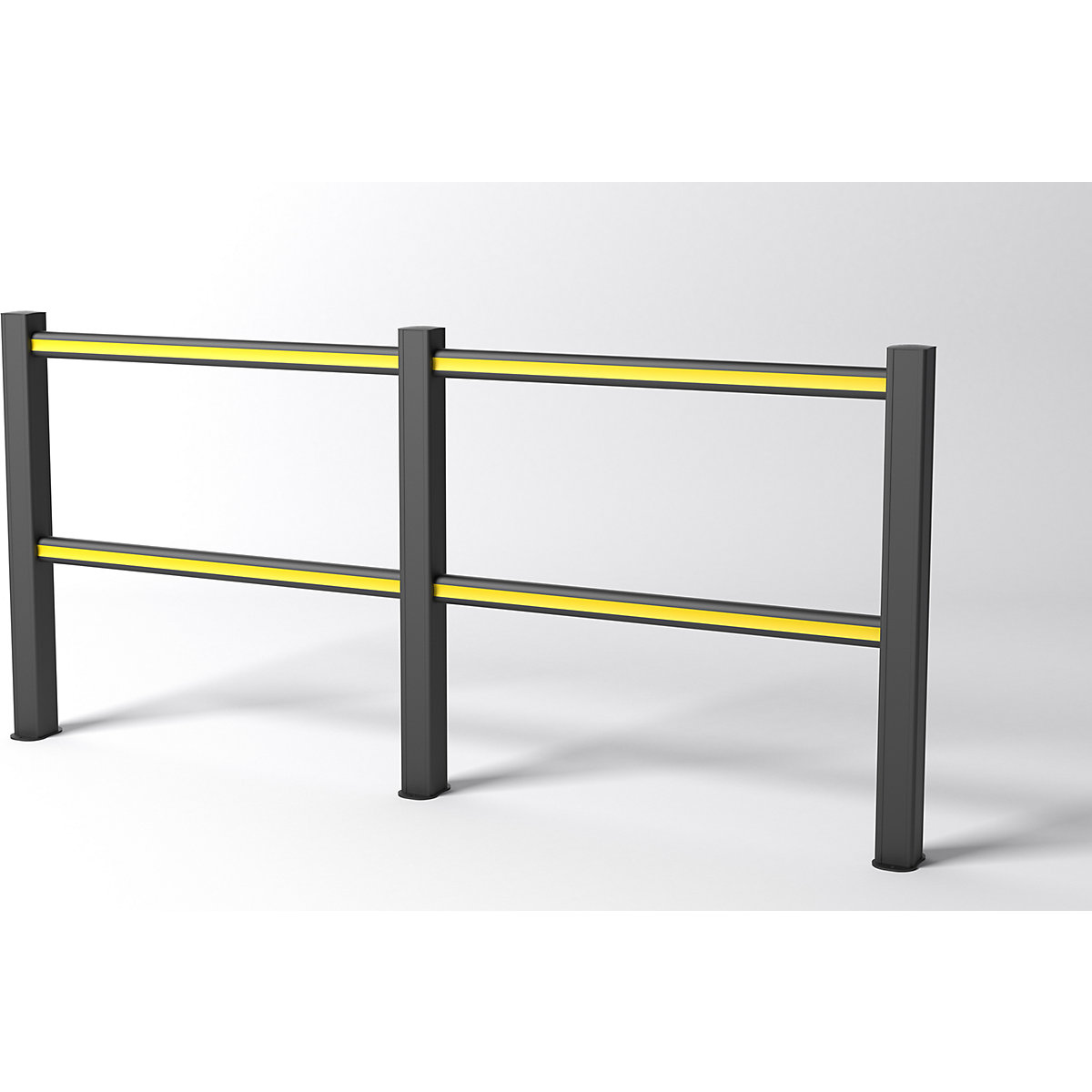 FLEX IMPACT handrail system, black posts – black/yellow struts, width 2500 mm-3