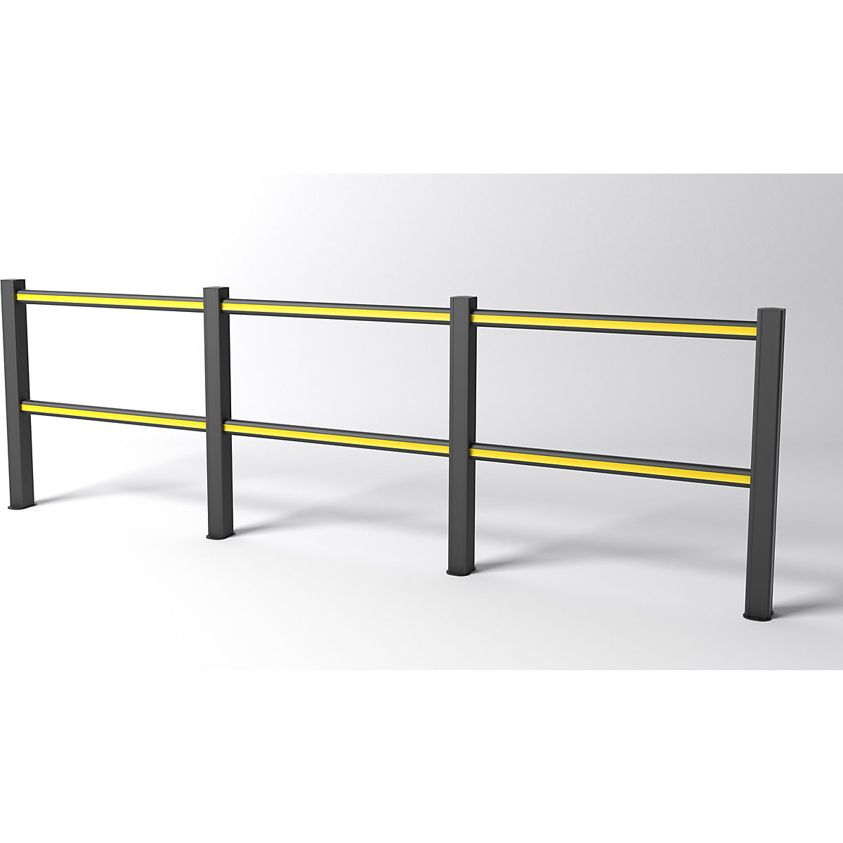 FLEX IMPACT handrail system, black posts – black/yellow struts, width 3750 mm-2