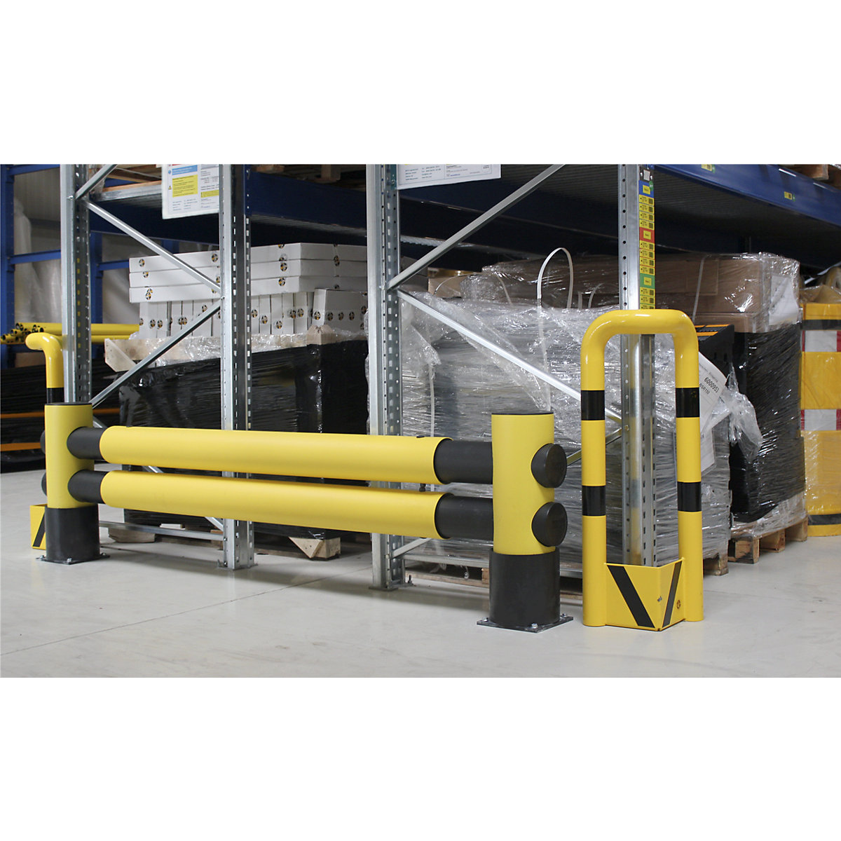 Pallet racking end protection, made of flexible plastic, 2-rail, 2500 mm