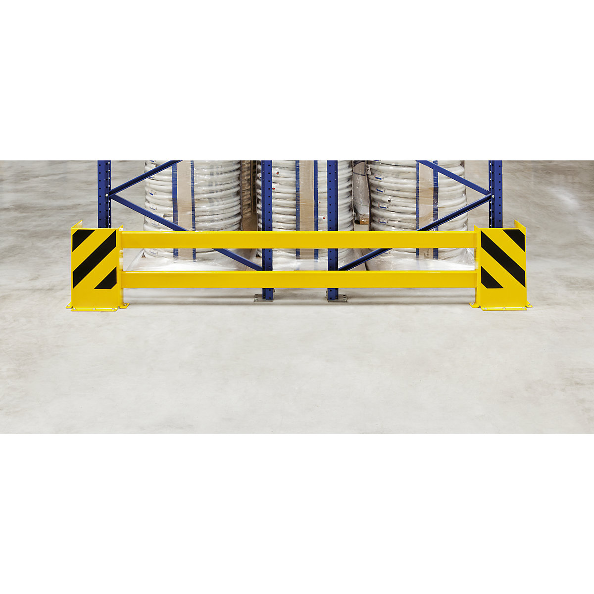 Shelf unit crash protection rail set, with corner guards, for double sided shelving, width 2300 – 2700 mm-2