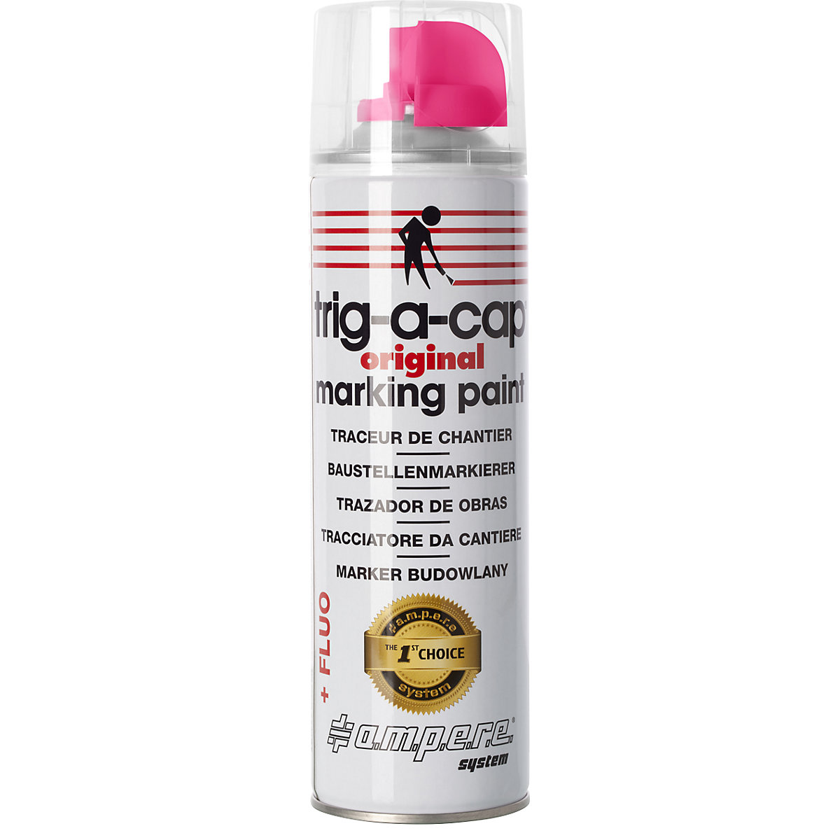 Construction site marking spray – Ampere, content 500 ml, solvent-based, pack of 12 cans, pink fluo-6