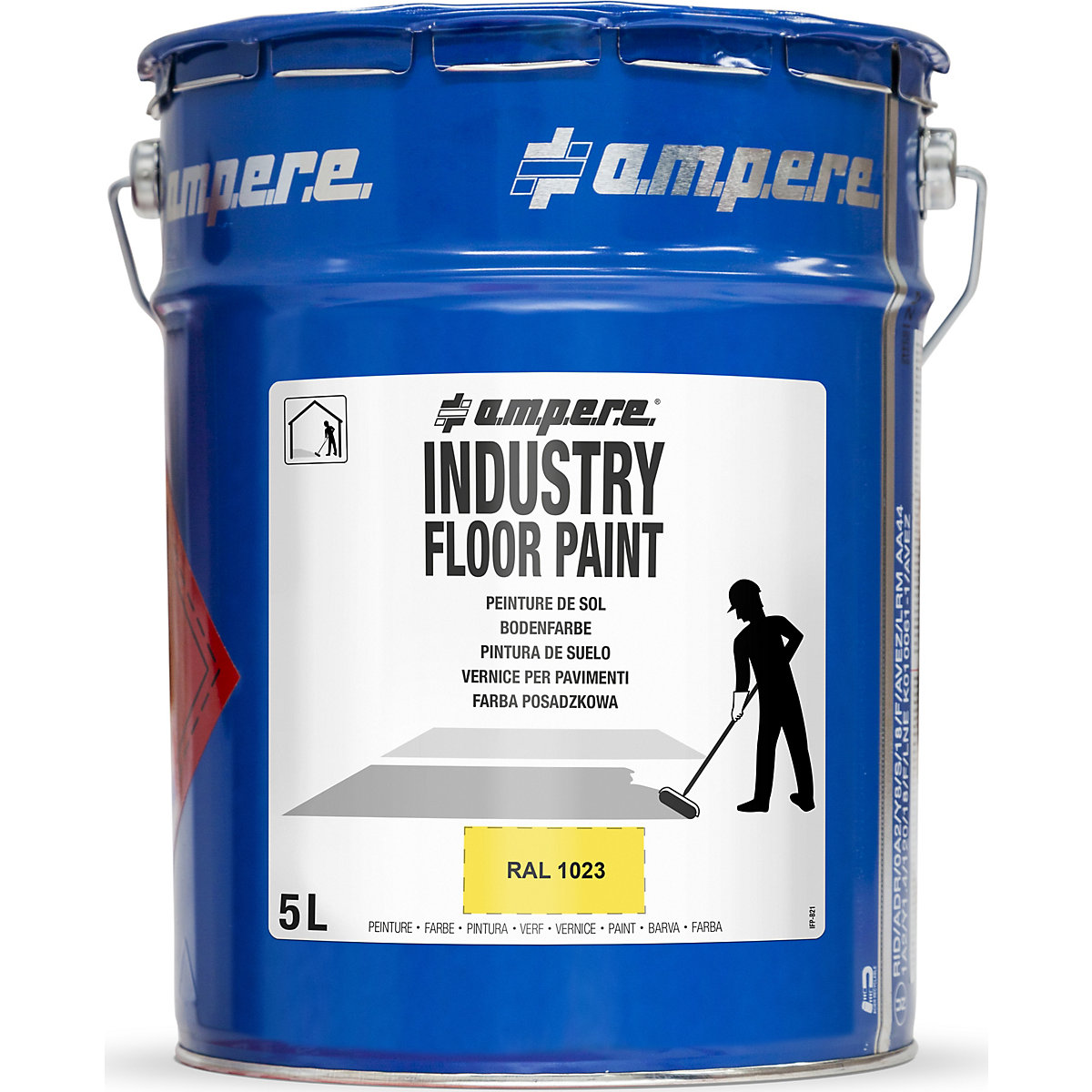 Industry Floor Paint® ground marking paint – Ampere, capacity 5 l, yellow-6