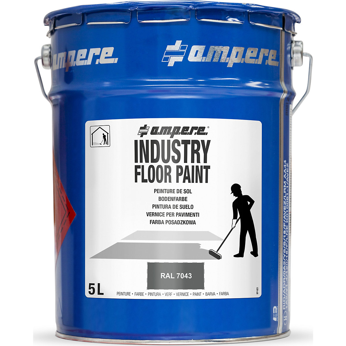 Industry Floor Paint® ground marking paint – Ampere, capacity 5 l, grey-4