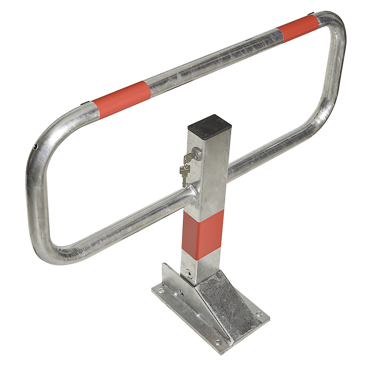 Parking barrier, for concreting in, hot dip galvanised/reflective red-5