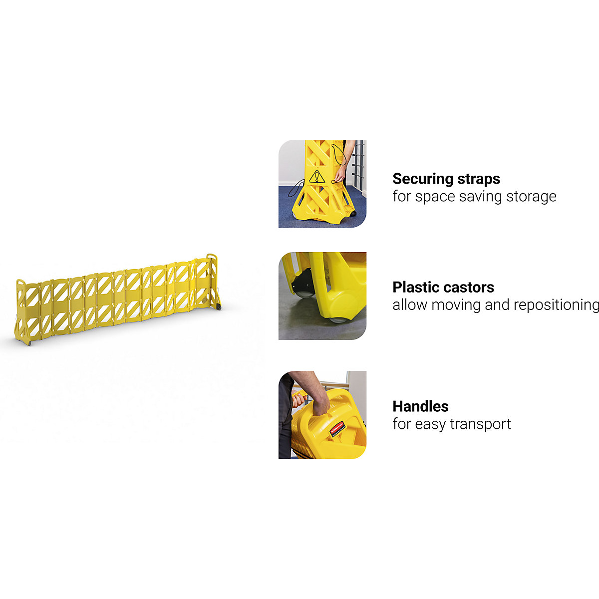 Barrier fence made of polyethylene, mobile – Rubbermaid (Product illustration 9)-8