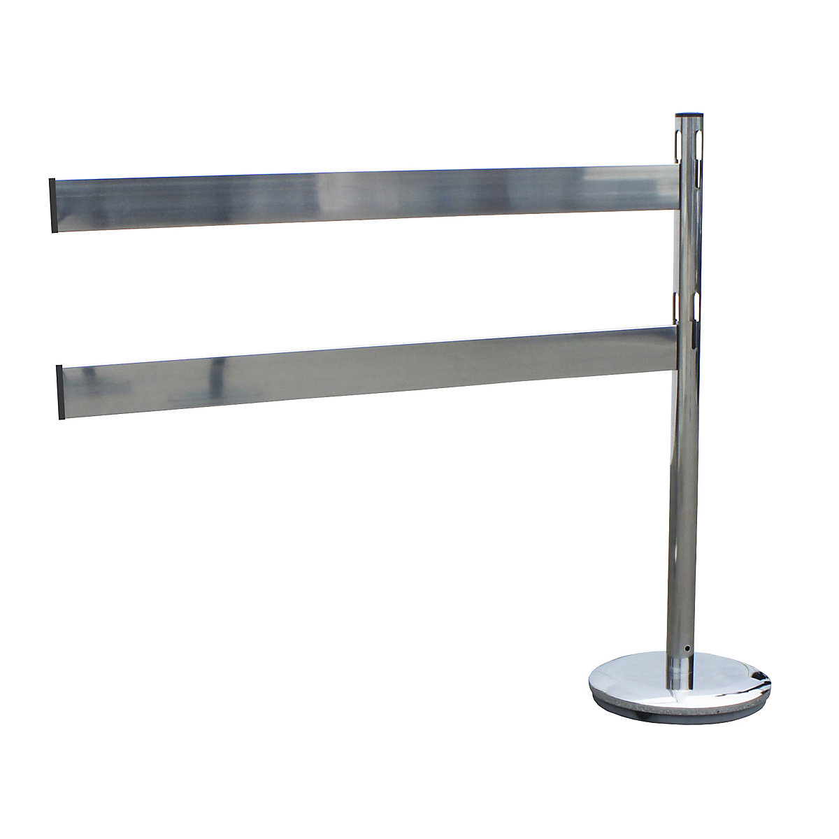 Barrier post extension set with rails – VISO, 1 post, 2 rails, stainless steel / chrome plated-3