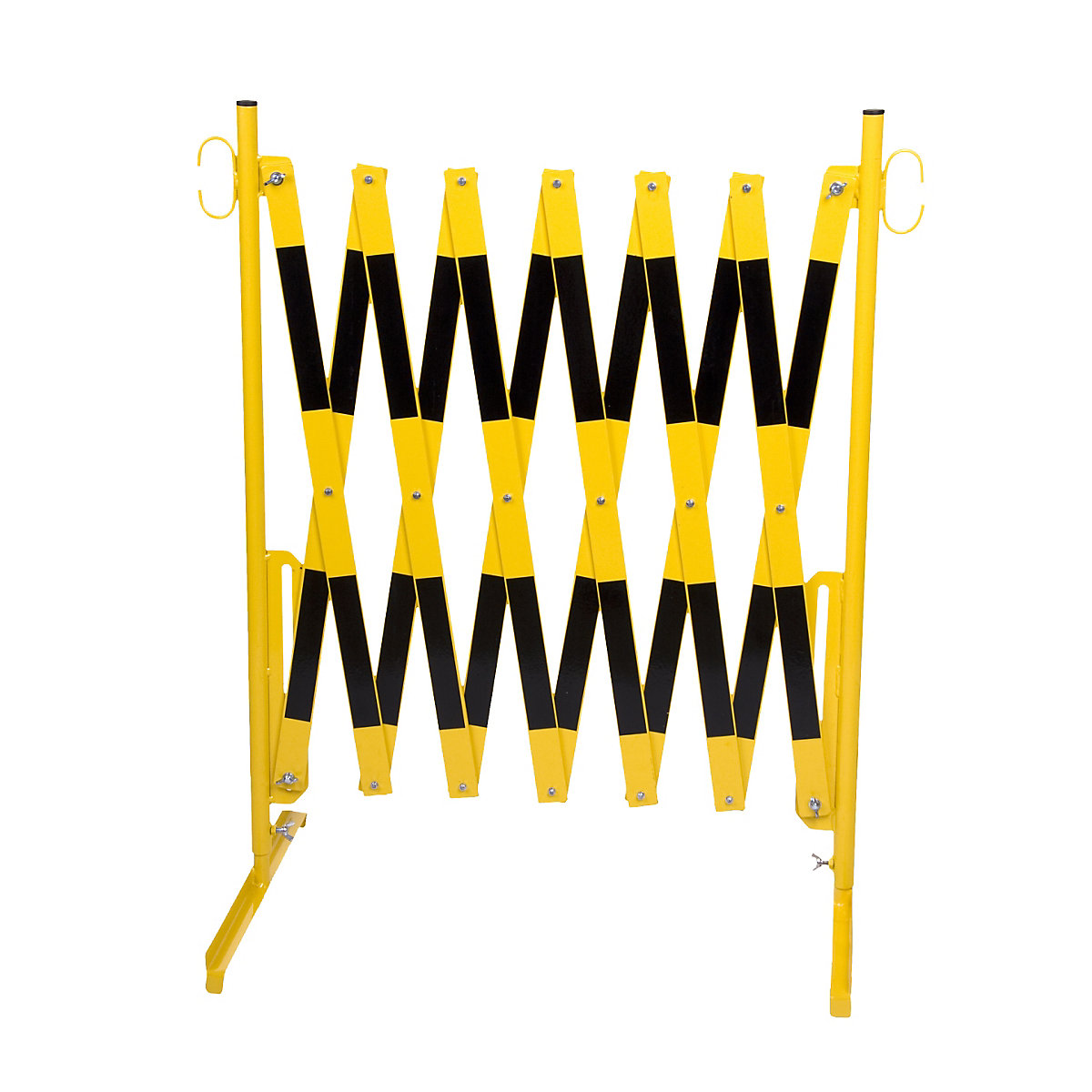 Expanding barrier, with 2 support feet, yellow / black, max. length 4000 mm