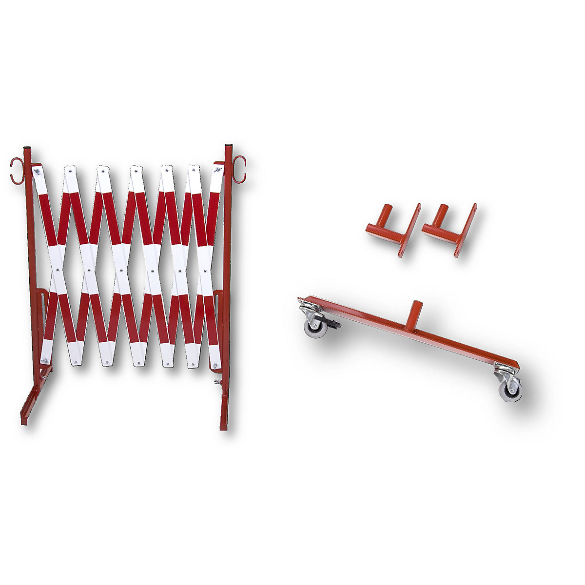 Expanding barrier, wall bracket, 2 castors, reflective, red / white, max. length 4000 mm-3