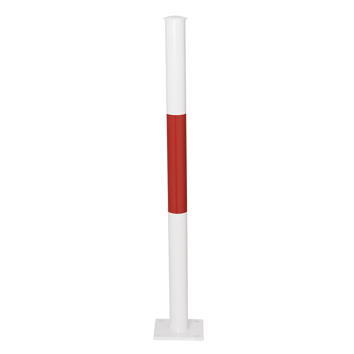 Railing system, upright with base plate, red/white