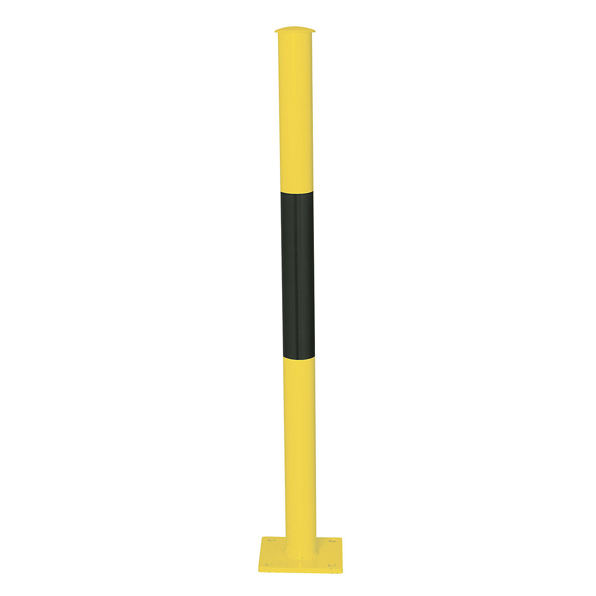 Railing system, upright with base plate, yellow/black