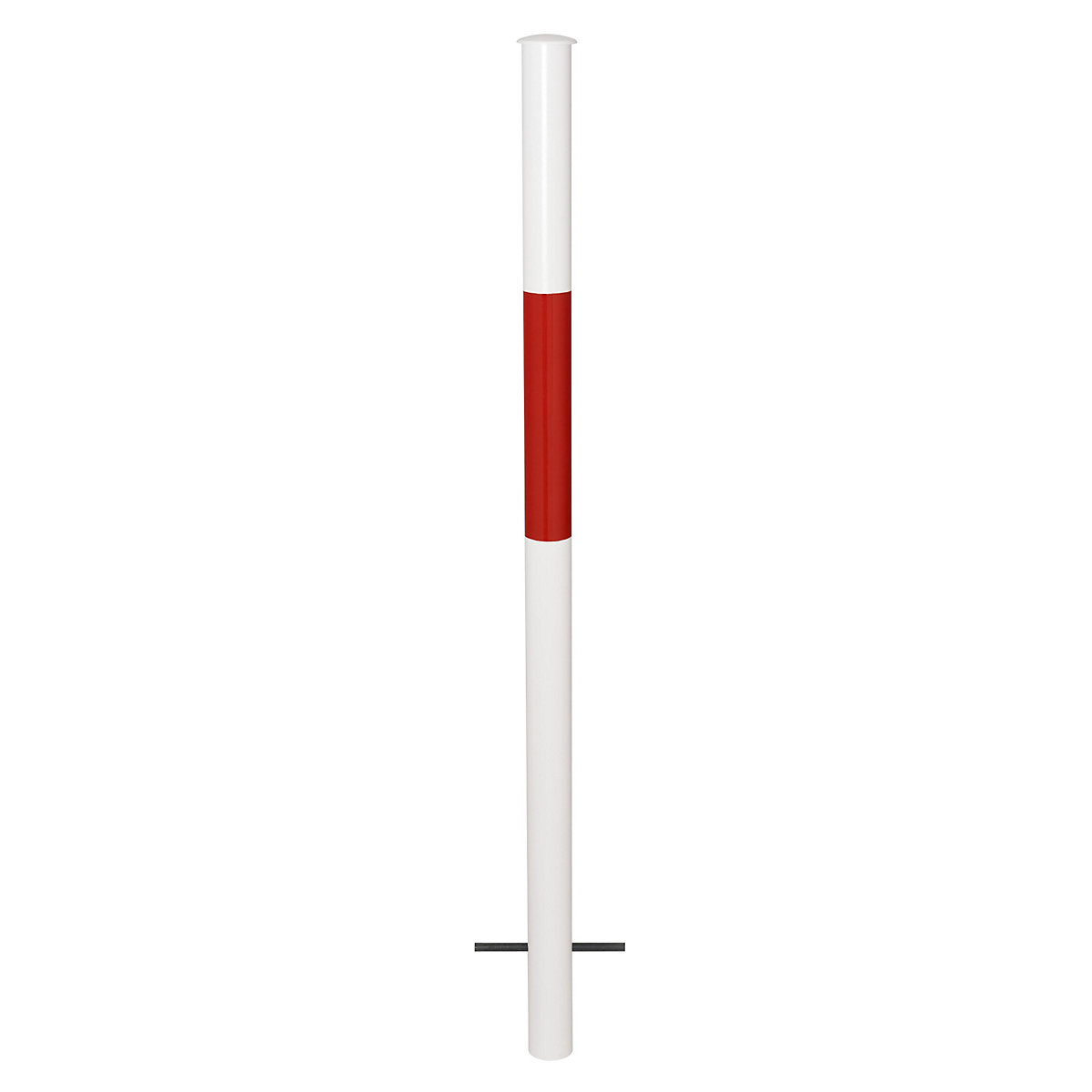 Railing system, upright for setting in concrete, red/white