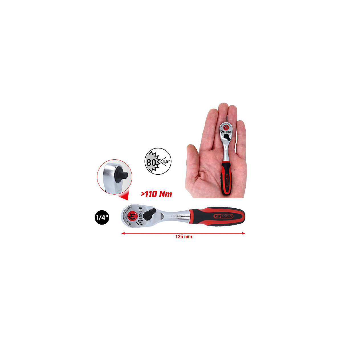 1/4'' MONSTER omschakelbare bit-ratel – KS Tools (Productafbeelding 4)-3