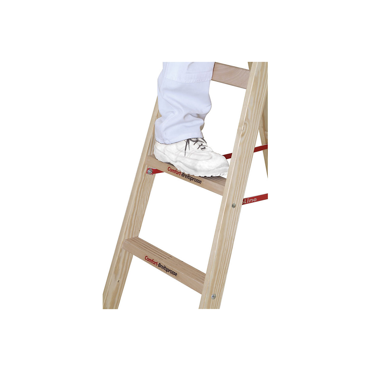 Houten bokladder met comfortabele brede sporten (Productafbeelding 2)-1