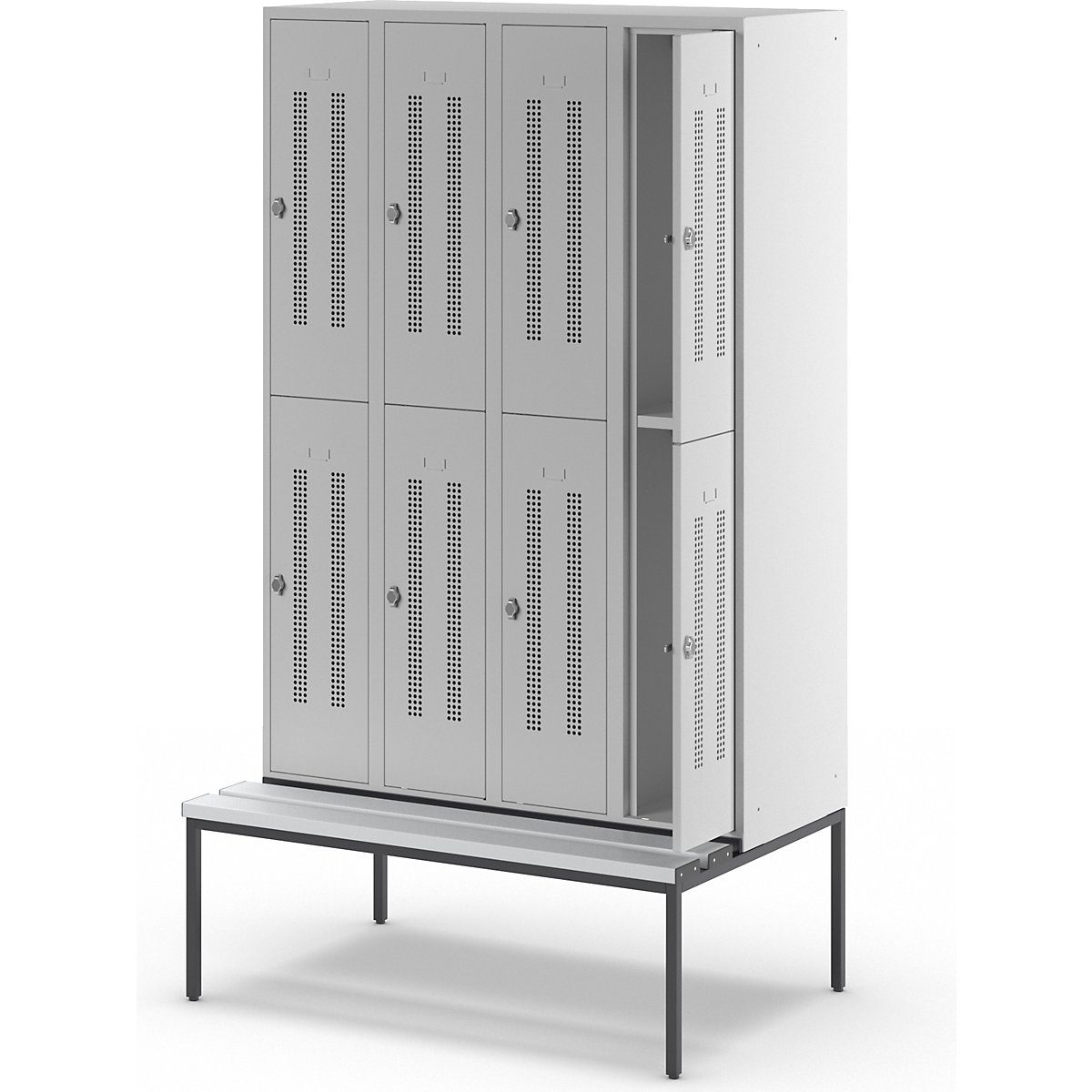 Lockerkast Berlin 1 met twee verdiepingen en zitbank – Wolf (Productafbeelding 8)-7