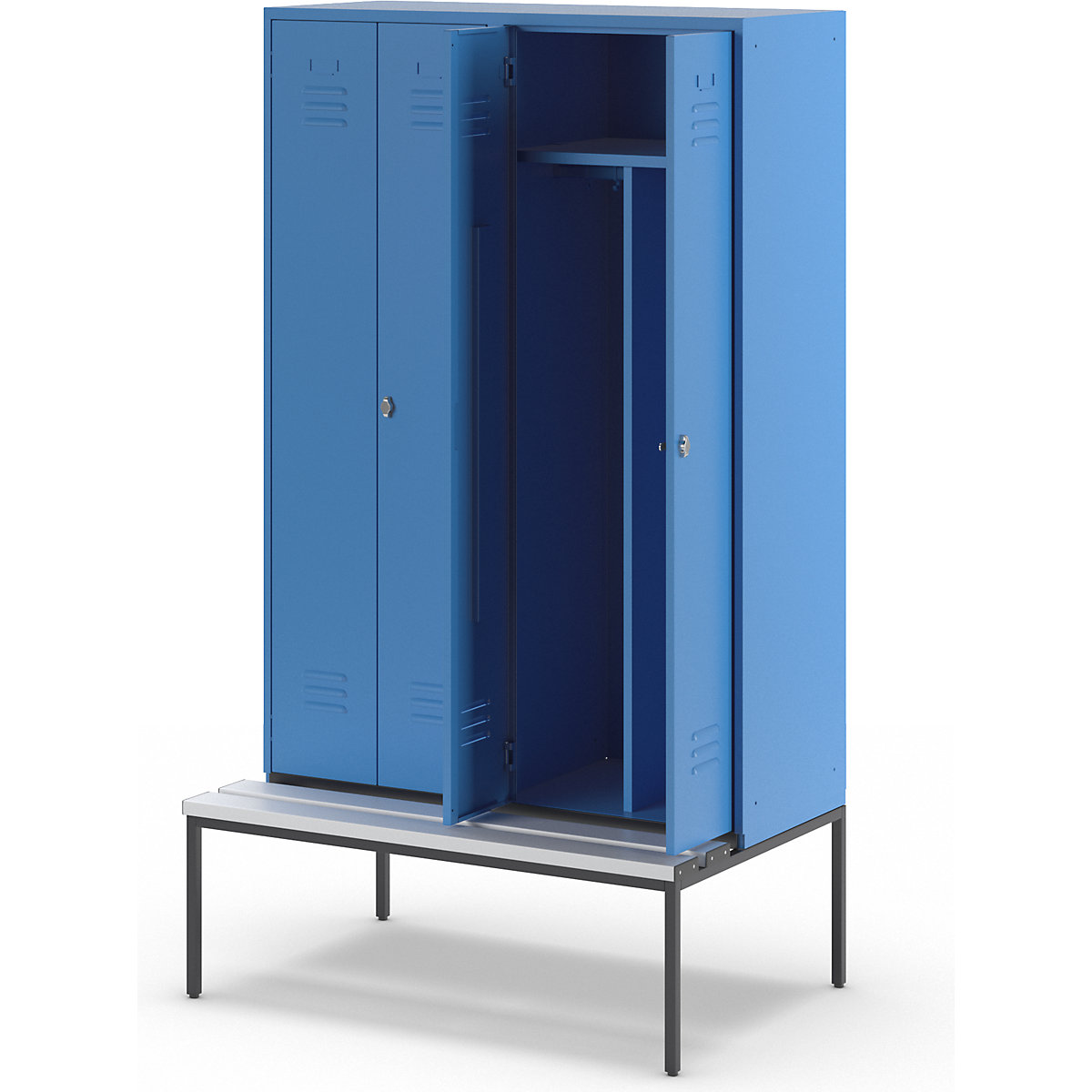 Lockerkast Berlin 2 met schoon/vuil verdeling en zitbank – Wolf (Productafbeelding 8)-7