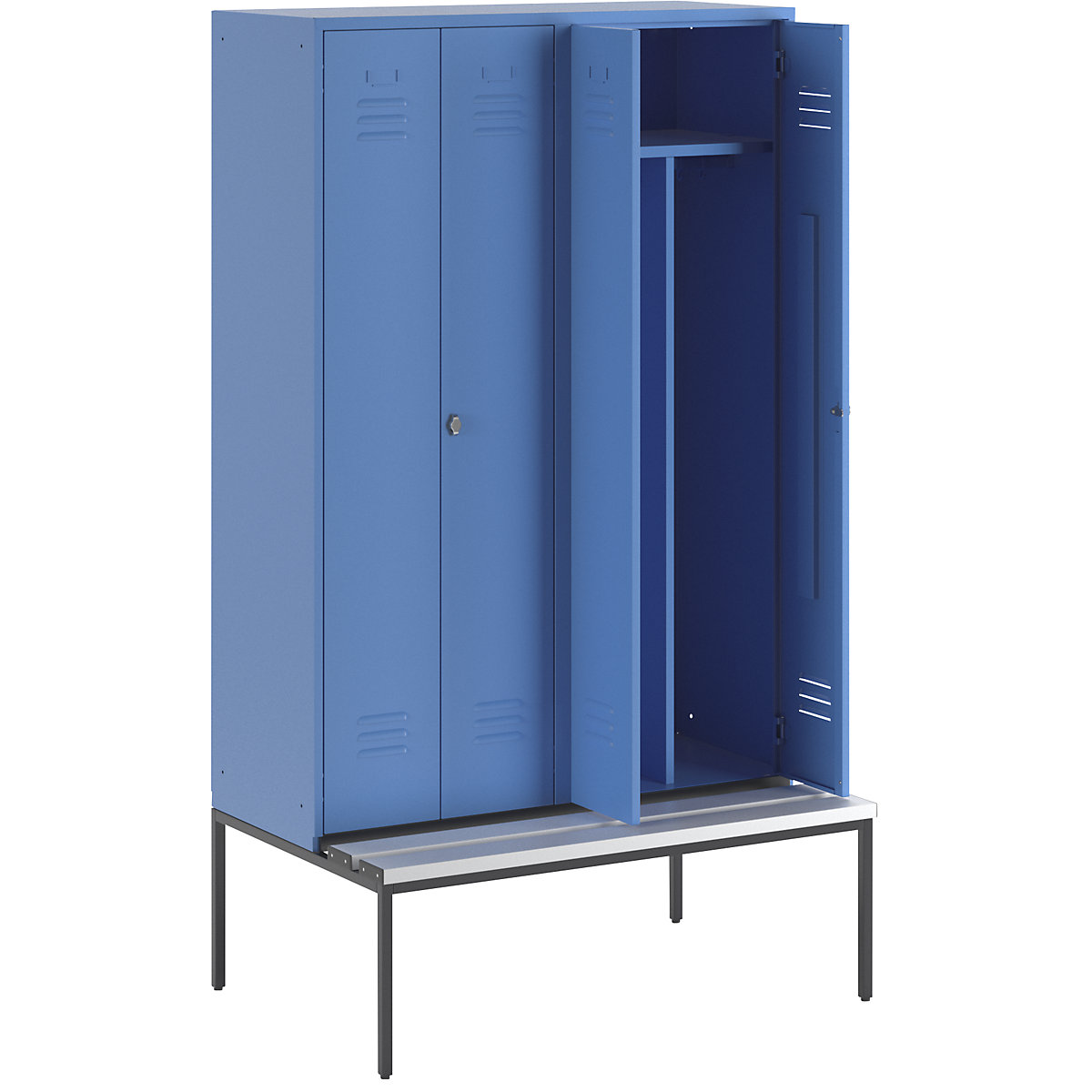 Lockerkast Berlin 2 met schoon/vuil verdeling en zitbank – Wolf