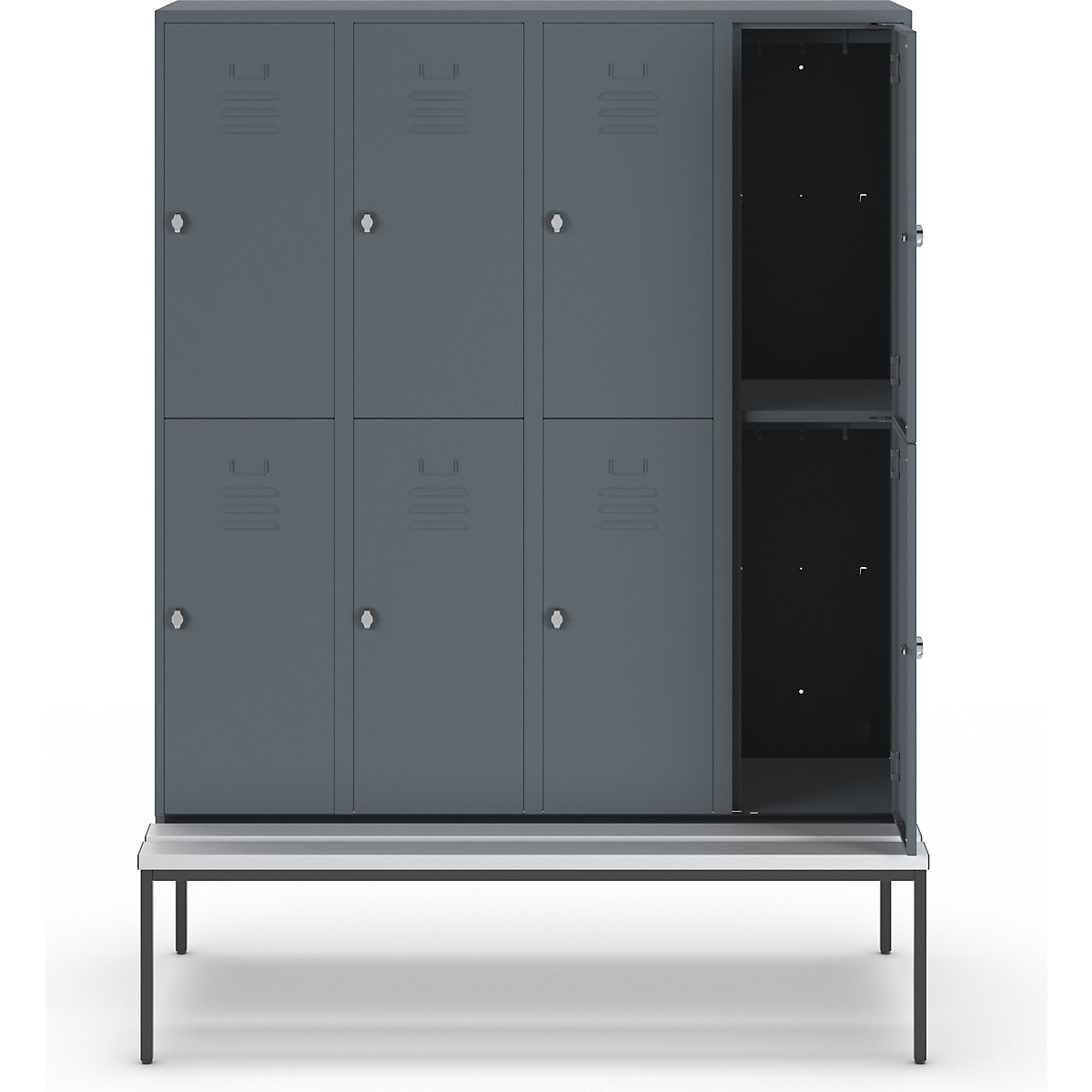 Lockerkast Berlin 2 met twee verdiepingen en zitbank – Wolf (Productafbeelding 3)-2