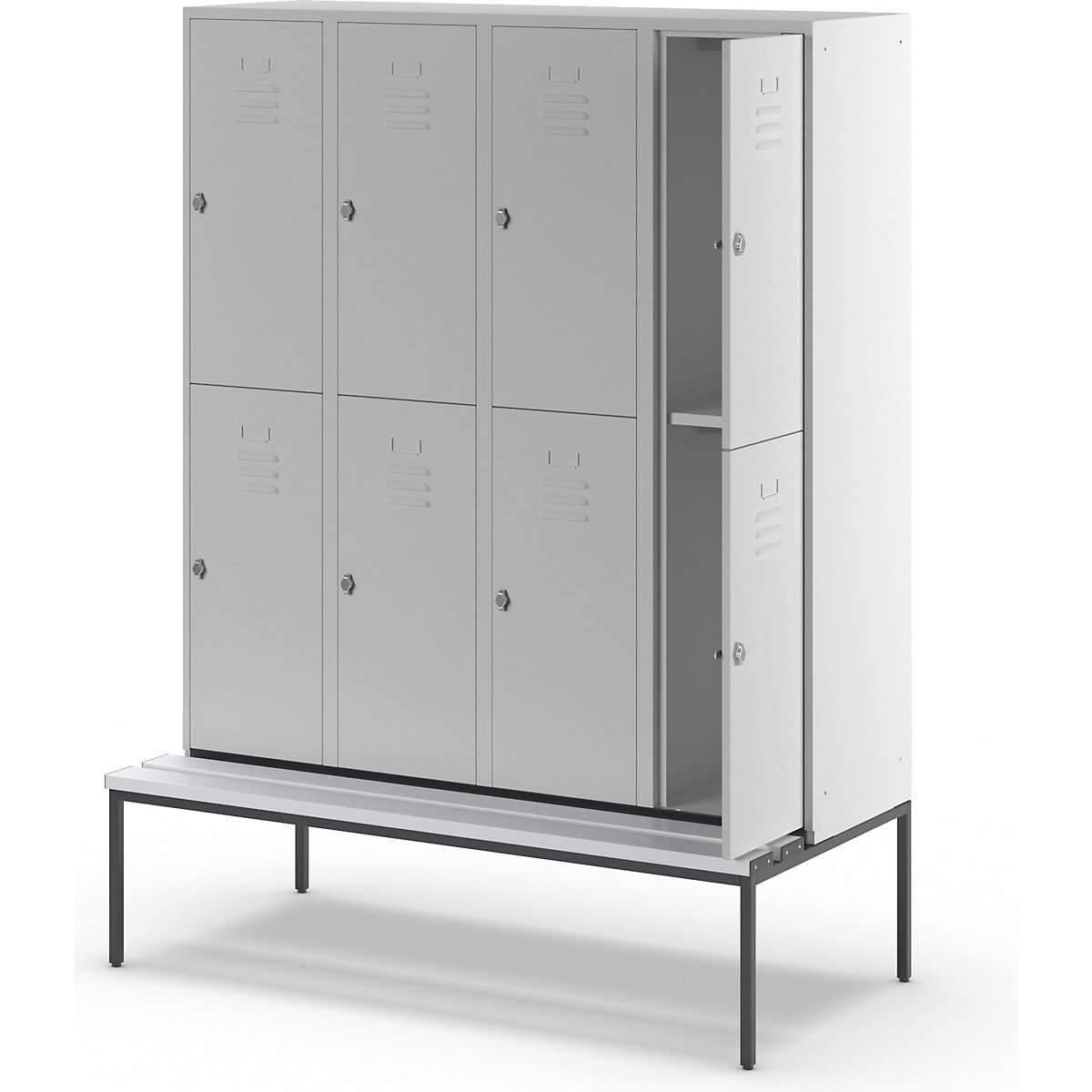 Lockerkast Berlin 2 met twee verdiepingen en zitbank – Wolf (Productafbeelding 8)-7