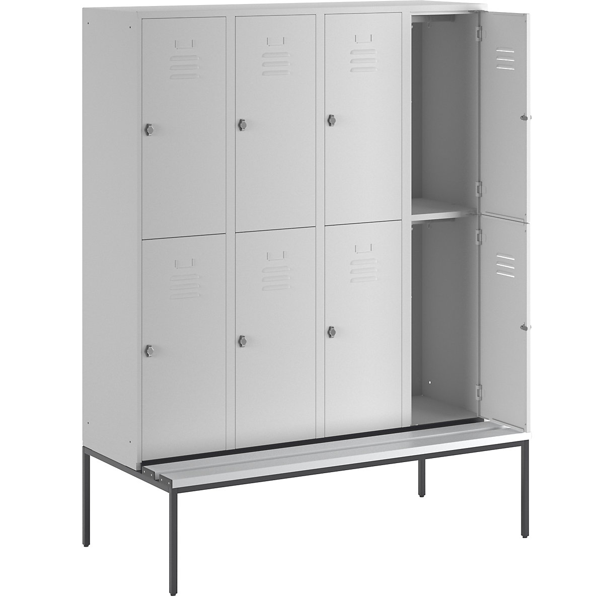 Lockerkast Berlin 2 met twee verdiepingen en zitbank – Wolf